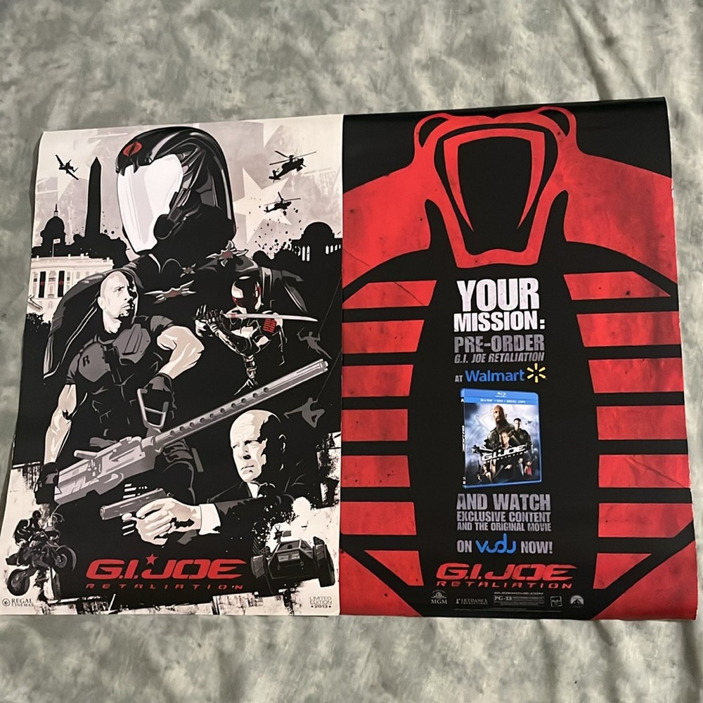 Gi Joe Movie Poster 2013 (2-Siding) Vintage Retro 11 x 17 Origin BRUCE WILLIS